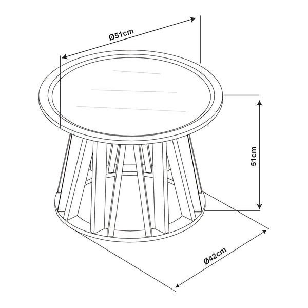 Bijzettafel Burgess 51xØ51 cm zwart en walnootkleurig [en.casa]