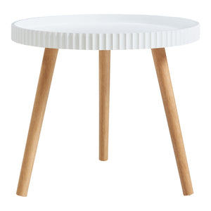 Bijzettafel Bongard rond 45xØ50 cm wit en naturel [en.casa]