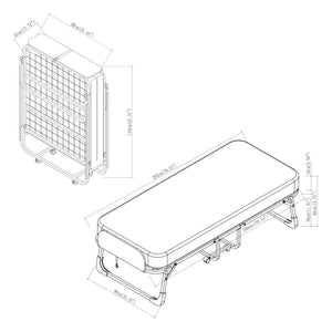 Opklapbed Lustendi 90x200 cm met matras zwart eiken en wit [en.casa]