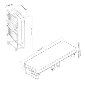 Opklapbed Borjavle 90x200 cm met traagschuim matras zwart grijs en wit [en.casa]