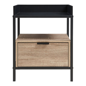Nachtkastje Belana 51x40x35 cm zwart en eikenkleurig [en.casa]