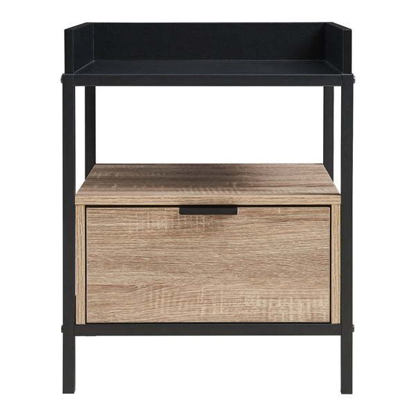 Nachtkastje Belana 51x40x35 cm zwart en eikenkleurig [en.casa]