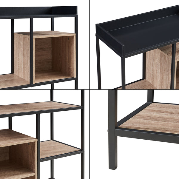 Boekenkast Belana 137x70x33 cm zwart en eikenkleurig [en.casa]