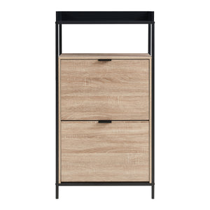 Schoenkast Belana 116x60x24 cm zwart en eikenkleurig [en.casa]