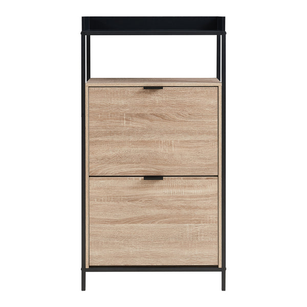 Schoenkast Belana 116x60x24 cm zwart en eikenkleurig [en.casa]