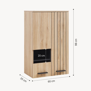 Hangkast Noppen wandkast 98x60x35 cm eikenkleurig [en.casa]