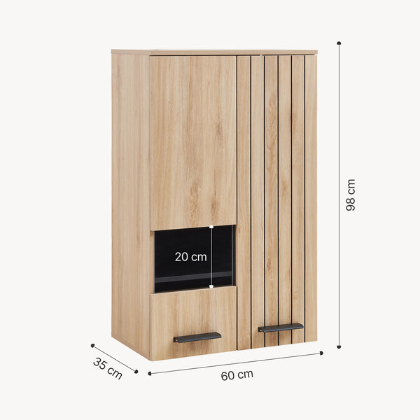 Hangkast Noppen wandkast 98x60x35 cm eikenkleurig [en.casa]