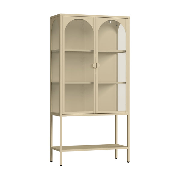 Vitrinekast Klippestad 160x80x35 cm camel [en.casa] 