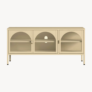 Dressoir Klippestad vitrinekast 118x35x55 cm camel [en.casa]