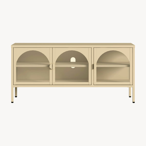 Dressoir Klippestad vitrinekast 118x35x55 cm camel [en.casa]