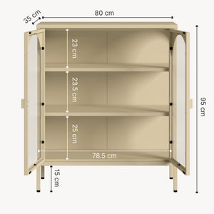 Dressoir Klippestad vitrinekast 95x80x35 cm camel [en.casa]