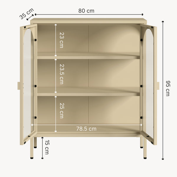 Dressoir Klippestad vitrinekast 95x80x35 cm camel [en.casa]