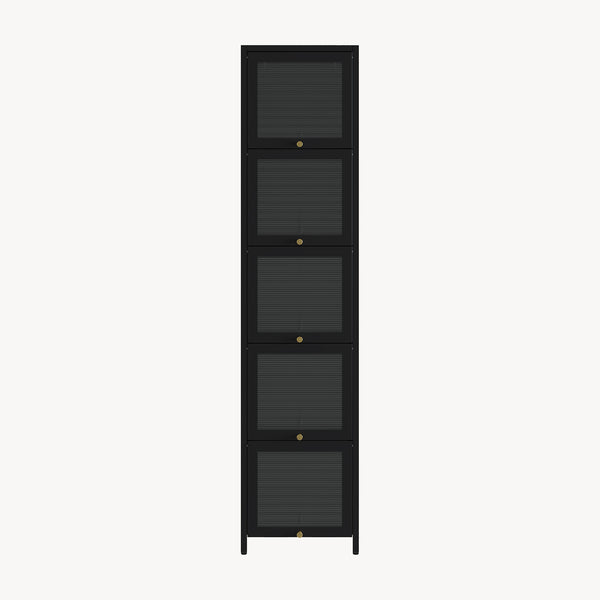 Vitrinekast Ostersund 174x40x35 cm zwart [en.casa]