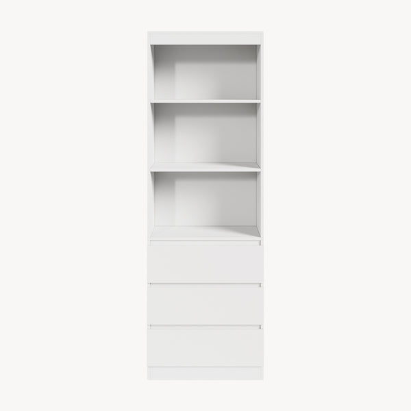 Boekenkast Les met 3 lades en open vakken 180x60x35 cm wit [en.casa]