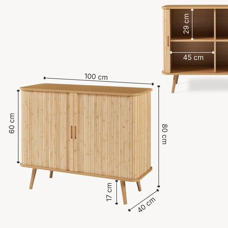 Maatschets Sideboard Nordkapp dressoir met schuifdeuren 100x40x80 cm naturel [en.casa]