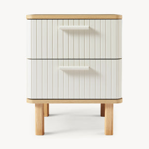 Nachtkastje Ferrersp 50x40x40 cm eikenkleurig havermout en naturel [en.casa]