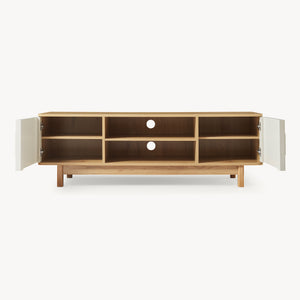 Tv meubel Ferrersp 140x40x45 cm eikenkleurig havermout en naturel [en.casa]