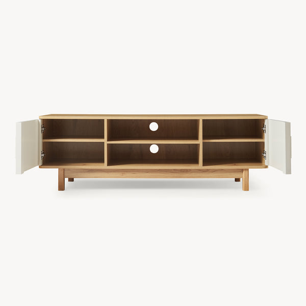 Tv meubel Ferrersp 140x40x45 cm eikenkleurig havermout en naturel [en.casa]