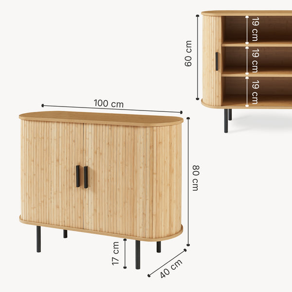 Schoenenkast Tvedestrand dressoir 100x40x80 cm naturel en zwart [en.casa]