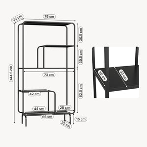 Boekenkast Færder 145x76x33 cm zwart mat [en.casa]