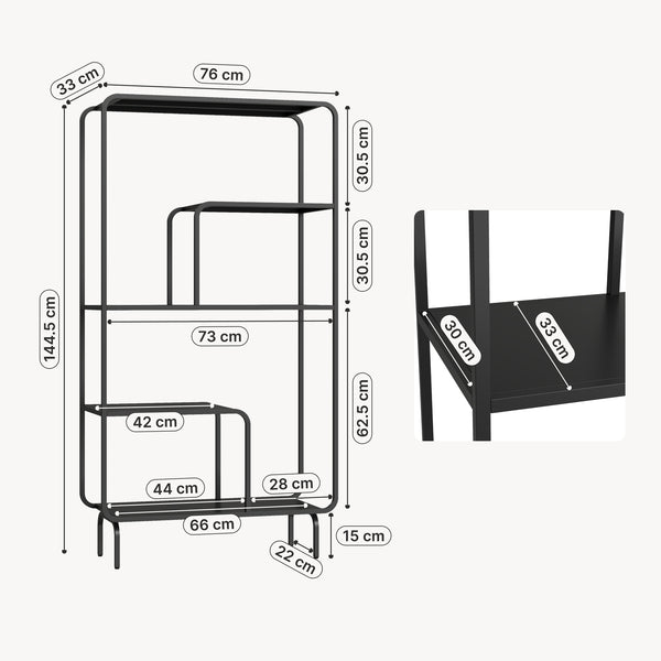 Boekenkast Færder 145x76x33 cm zwart mat [en.casa]