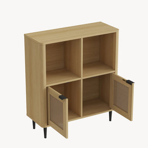 Commode Lukhomso 85x75x30 cm eikenkleurig en zwart [en.casa] 