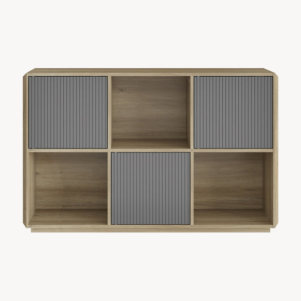 Dressoir Trömi 75x120x30 cm eikenkleurig en grijs [en.casa] 