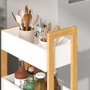 Trolley Varulta bamboe 80x41x20 cm wit [en.casa]