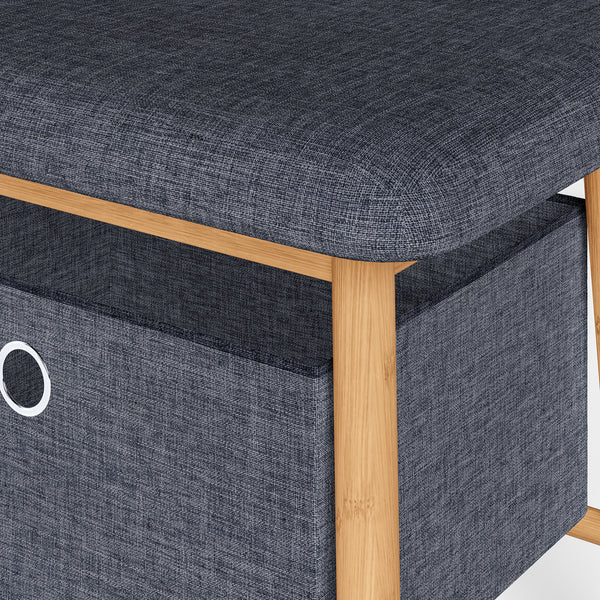 Zitbank Vad met 2 opbergdozen 90x30x45 cm Natuur/Grijs [en.casa]