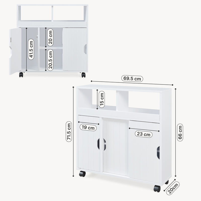 Maatschets Bijzetkast op wielen Fadeskimma 72x70x20 cm Wit [en.casa]