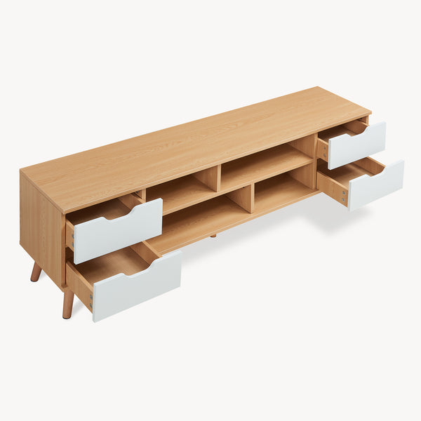 Tv-meubel Bordkak 140x30x45 cm eikenkleurig en wit [en.casa]