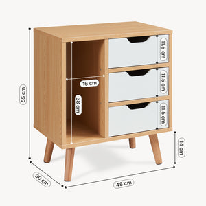 Nachtkastje Bordkak 55x48x30 cm eikenkleurig en wit [en.casa]