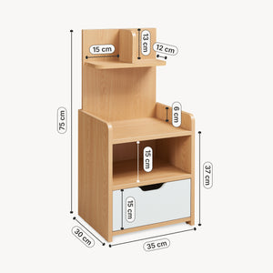 Nachtkastje Bordkak met opbergrek 75x35x30 cm eikenkleurig en wit [en.casa]