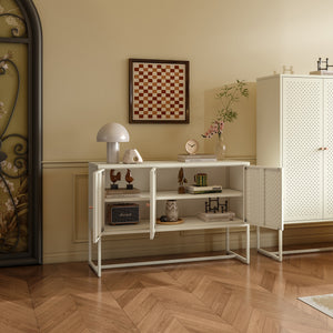 Dressoir Viitasaari commode met 3 deuren 120x40x80 cm crèmewit [en.casa]