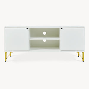 Tv-meubel Reyri 120x39x52 cm wit en goudkleurig [en.casa]