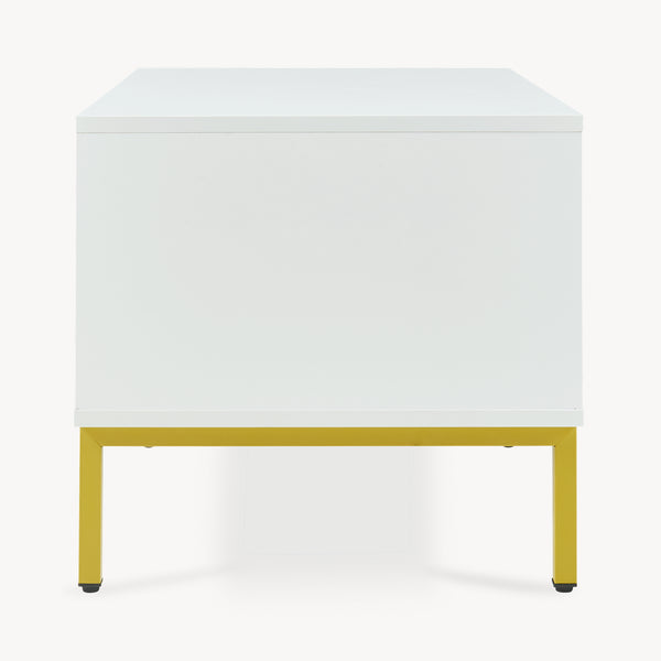 Salontafel Reyri 80x45x42 cm Wit/Goudkleurig