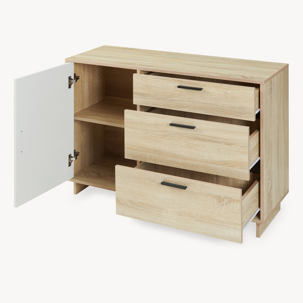 Dressoir Kenta 100x35x72 cm sonoma eiken en wit [en.casa]