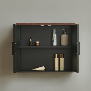 Spiegelkast Trond 50x60x15 cm Zwart/Walnootlook [en.casa]