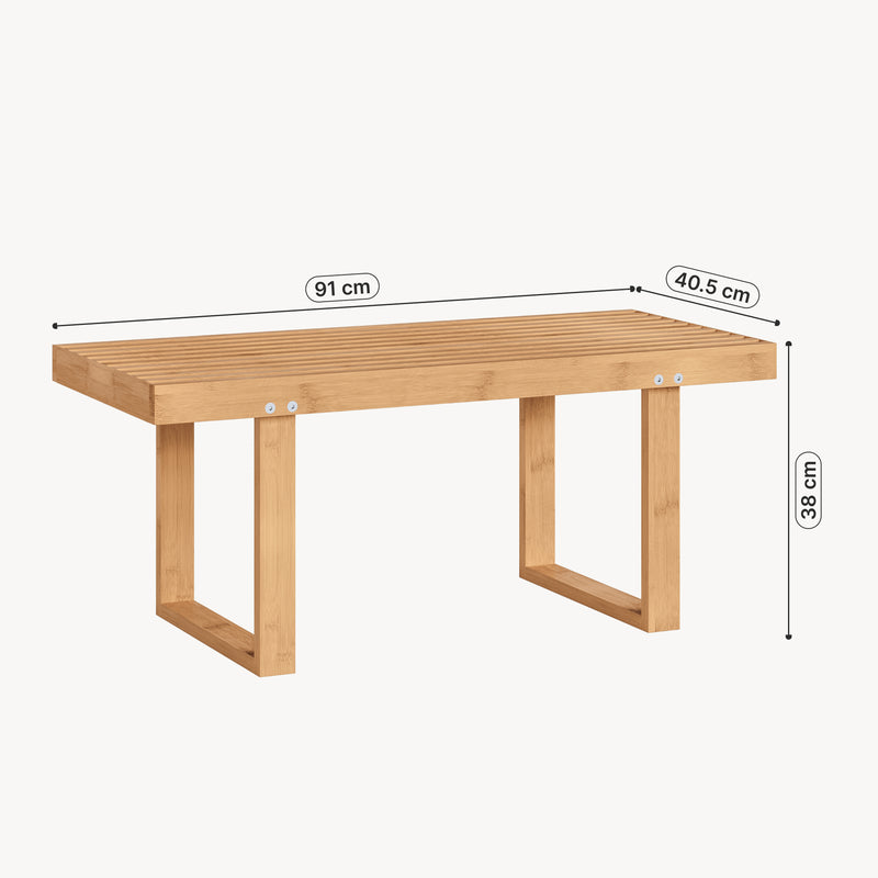 Maatschets Zitbank Aarela 91x41x38 cm Bamboe [en.casa]