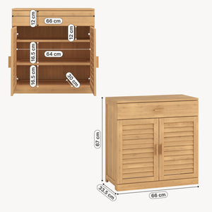 Schoenenkast Aarela 67x66x34 cm Bamboe [en.casa]