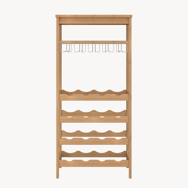 Wijnrek Fillby met glashouder bamboe 80x30x85 cm naturel [en.casa] 