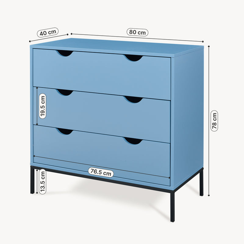 Maatschets Ladekast Colwyn 78x80x40 cm Blauw [en.casa]