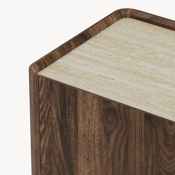 Tv-kast Trorlon 160x40x55 cm Notenhoutlook/Travertijn [en.casa]