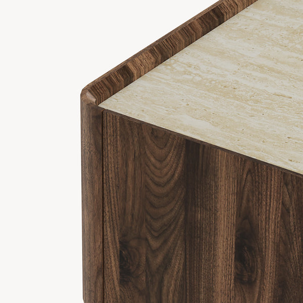 Couchtisch Trorlon 100x50x40 cm Walnussoptik/Travertin [en.casa]