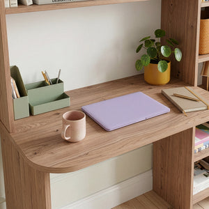 Bureau Onega met opbergrek 143x114x40 cm houtkleurig [en.casa]