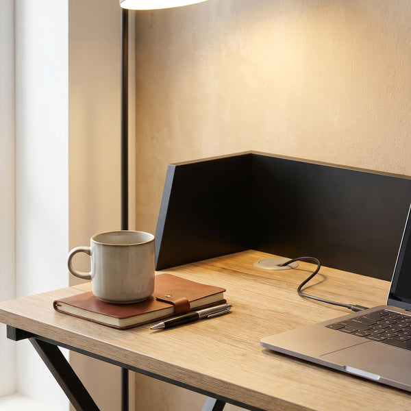 Bureau Kappespoo 84x80x50 cm Zwart/Eikenlook [en.casa]