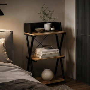 Staande plank Kappespoo 84x50x30 cm Zwart/Eikenlook [en.casa]