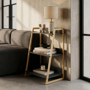 Stellingkast Kuomi 84x53x47 cm Beige/Donkergrijs [en.casa]