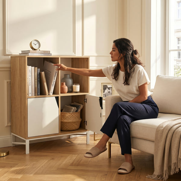 Kast Kerrköndam 94x76x40 cm Eikenlook/Wit [en.casa]