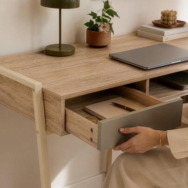 Bureau Boderas 107x55x78 cm Beige/Travertijn [en.casa]
